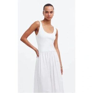 Madewell white sleeveless midi drop waist dress size medium